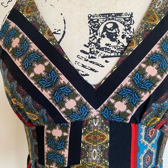 T Tahari Black Sleeveless Tile Stripe Maxi Dress Size M - Picture 5 of 12